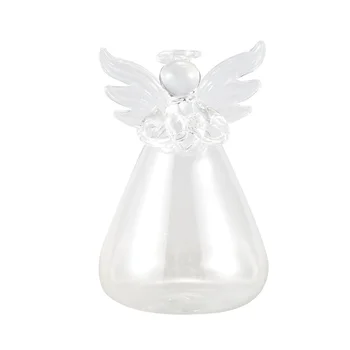 

Set of 4 Cute Clear Glass Angel Shape Flower Plant Hanging Vase Wedding Decor