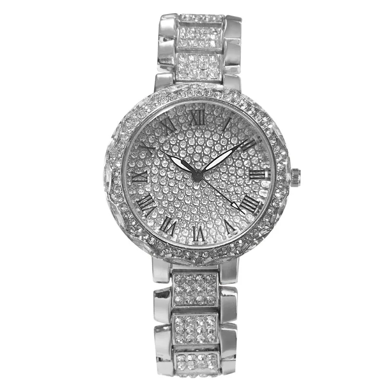 GUOU женские часы женские роскошные бриллиантовый браслет часы для женщин Стразы Часы женские montre femme bayan kol saati - Color: silver