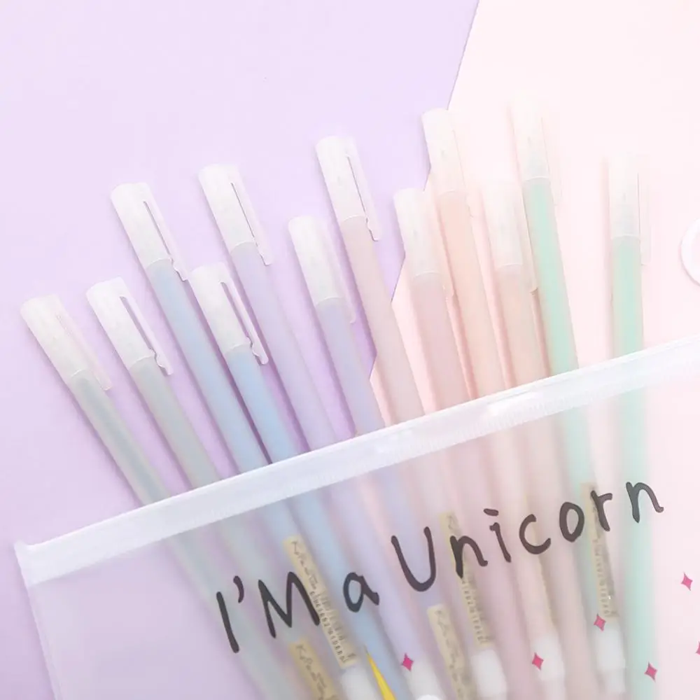 

12pcs Korean Cute Candy Color Glitter Gel Pen Kawaii Stationery Store School Material Diy Diary Rainbow Colored Stationary Kawai