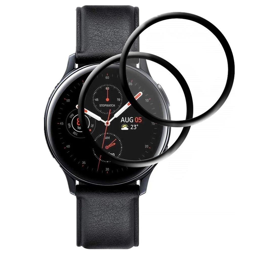black 2 шт. Защита экрана для Galaxy Watch Active 2 44 мм полное покрытие мягкая пленка из закаленного стекла для samsung active2 40 мм крышка - Цвет: black