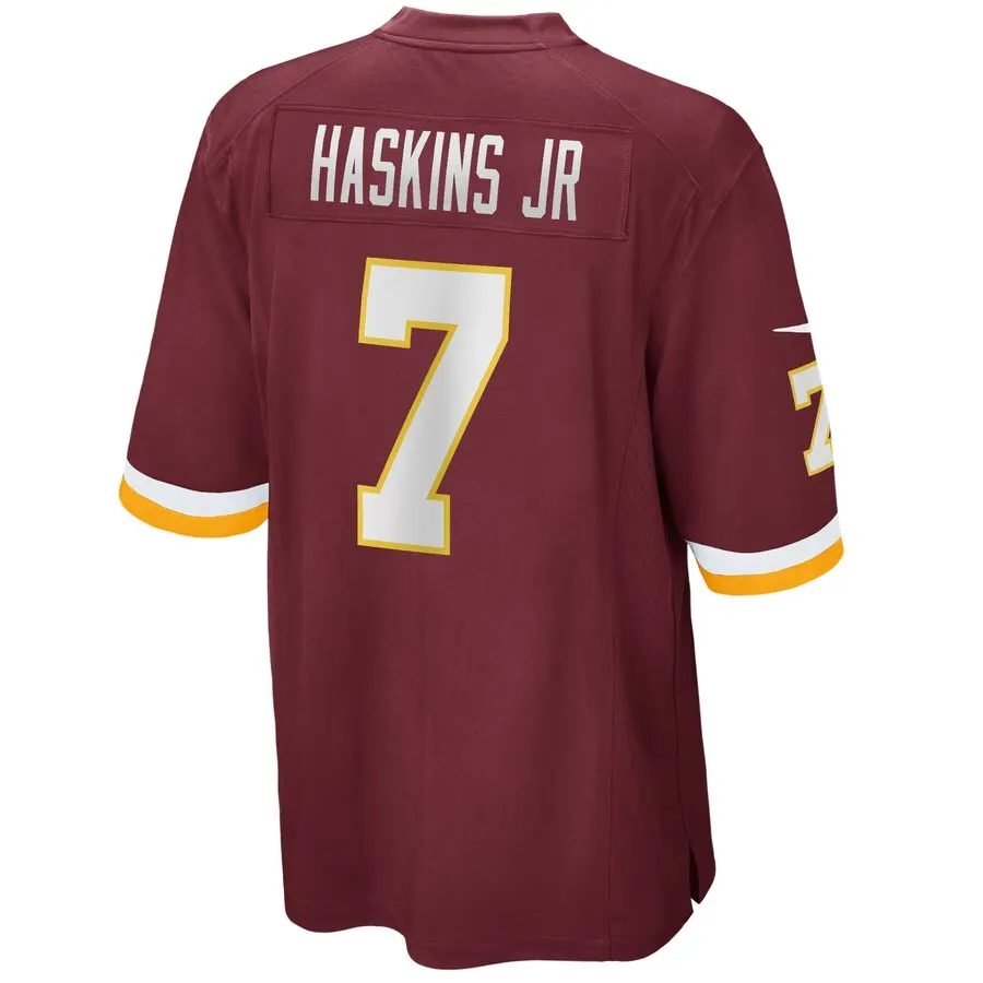 Мужская футболка Dwayne Haskins Sean Taylor Adrian Peterson Landon Collins Ryan Kerrigan Paul Terry McLaurin Derrius Guice - Цвет: Haskins JR 7Burgundy