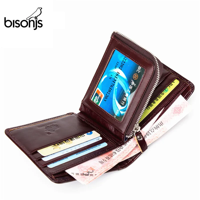 BISON DENIM, Женский кошелек из натуральной кожи, женский короткий кошелек, кошелек для монет, маленький держатель для карт, кошелек, модный бренд, дизайн N4441