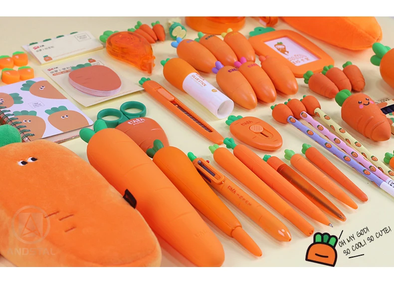 Andstal супер крутой милый набор канцелярских принадлежностей с морковкой, кавайные канцелярские принадлежности, набор для школьных принадлежностей, Детская подарочная коробка