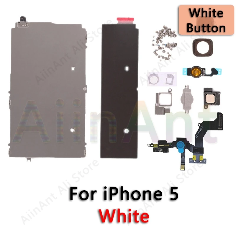 For iPhone 5 White Для iPhone 5 5S 5c 6 6s Plus ЖК-экран металлический маленькие детали Защитная крышка ушной динамик фронтальная камера Кнопка Домой Flex - Цвет: For iPhone 5 White