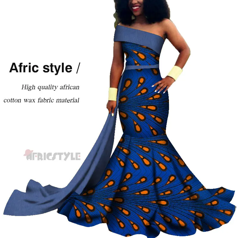 Африканские платья с открытыми плечами для женщин в стиле королевы Ласточка хвостый заказной Базен длинное платье африканская одежда