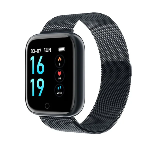 Metal strap black Роскошный цветной смарт-браслет, фитнес-браслет, мужские/женские часы, Smartband для Apple/Xiao mi/Honor PK mi Band 4/Fit Bit 5 - Цвет: Metal strap black