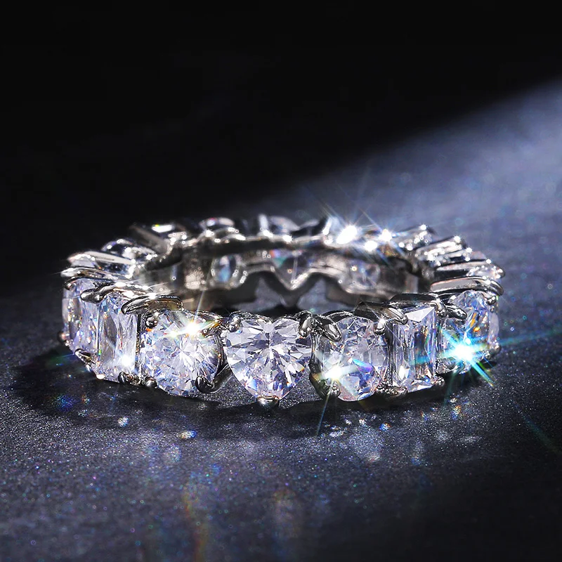 Huitan Luxury Handmade Lover Promise Rings AAA Heart/Oval/Square/Round Cubic Zirconia Engagement Wedding Jewelry for Women | Украшения и