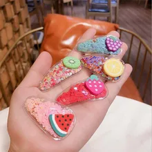 Детские заколки фруктового цвета для девочек, мягкие пески, без прищепок, в Корейском стиле, милые детские заколки с изображением сердца для девочек