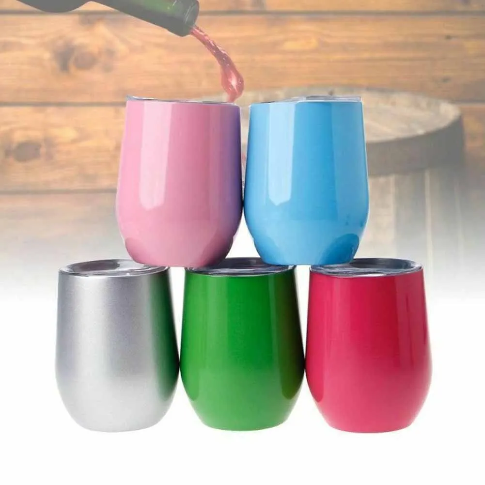 Stemless вино чай кофе чашка из нержавеющей стали Изолированная форма яйца пивная Питьевая чашка подарок металлический Кубок кружка с крышкой