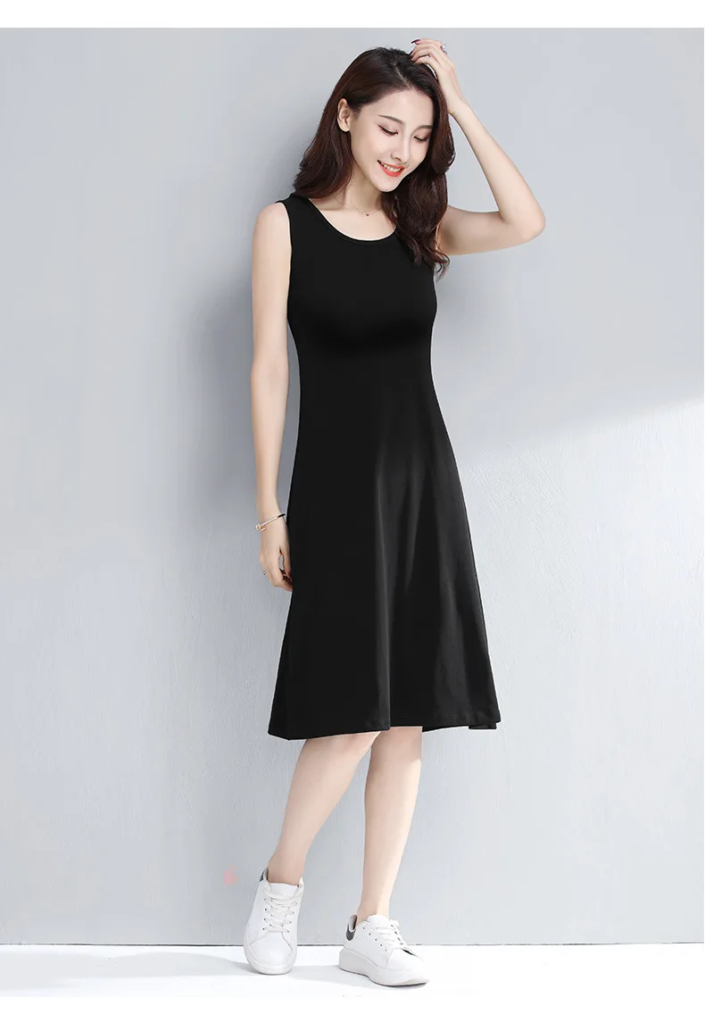 91.2% хлопок, s, m, L XL 2XL 3XL 4XL 5XL, новая длинная Нижняя однотонная майка, жилет, весна, большой размер без рукавов, женская рубашка трапециевидного силуэта