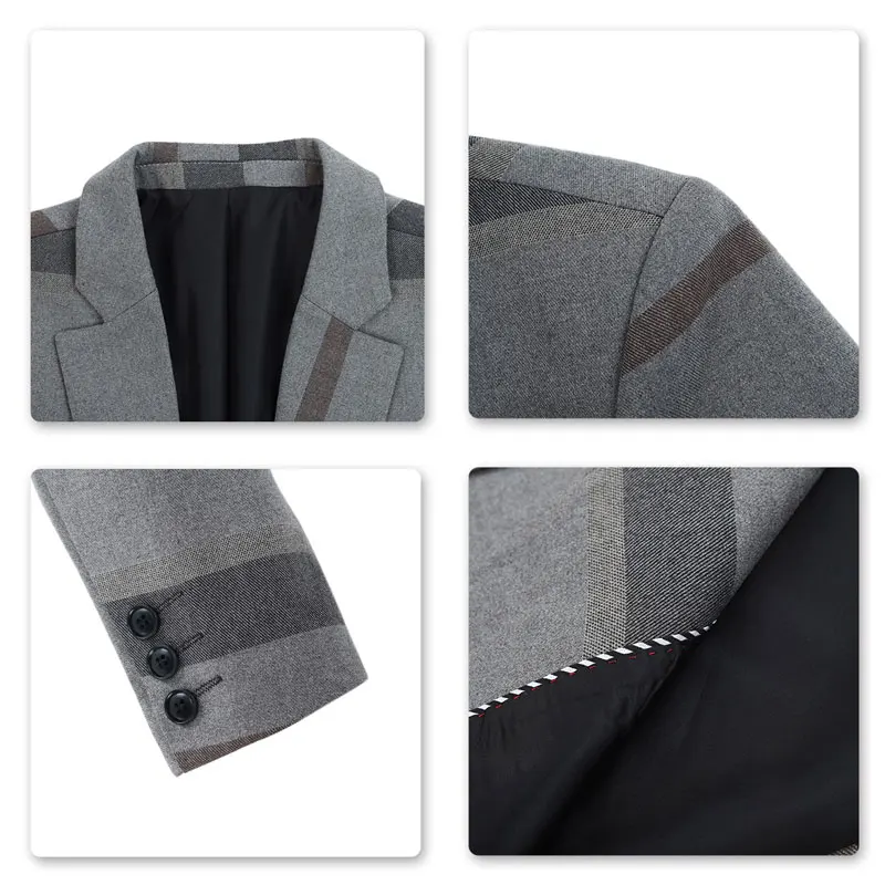 YUNCLOS полосатый сшивание мужской костюм для бизнес на каждый день Slim Fit мужской костюм застежка воротник вечерние мужские костюмы из 2 предметов быстро