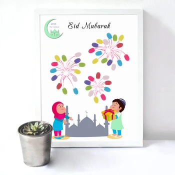 

Creative Customizable DIY Fingerprint Signature Guest Book For EID Mubarak New Year Islamic Muslims EID Festival Decoration