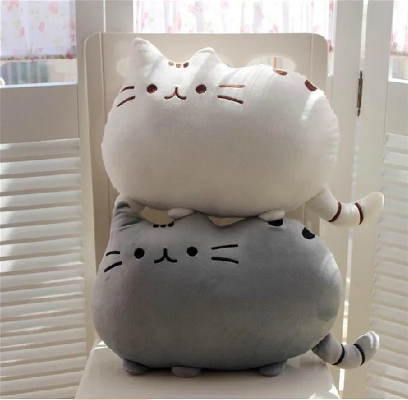 25 50cm Kawaii Chat Oreiller Avec Fermeture Eclair Et Pp Coton Biscuits En Peluche Chat Animal Poupee Enfants Enfant Bebe Peluche Cadeau Push In Jouet Pas Cher