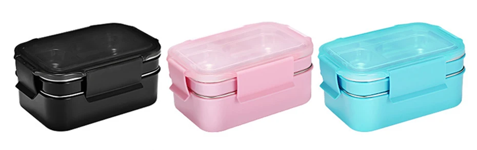 TUUTH Lunch Box Stainless Steel Double Layer Food Container BPA Free Portable for Kids Picnic School Bento Box