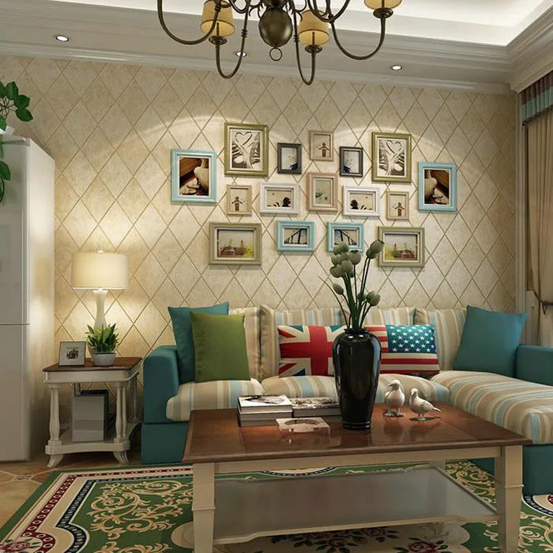 

Wallpapers American Style Rustic Vintage 3d Rhombus Wall Paper For Walls Non Woven Lattice Wallpaper Roll Tv Background Wall