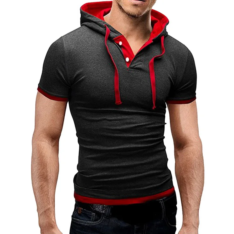 Модная мужская рубашка поло размера плюс 5XL, одежда, Camisas, модная Лоскутная тонкая рубашка с капюшоном, Мужская Повседневная рубашка поло с коротким рукавом