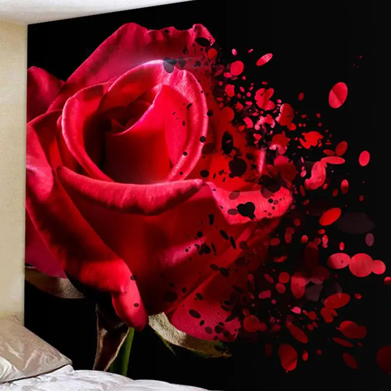 

Beautiful Romantic Rose Tapestry Lover Hotel Landscape Tapestry Rectangle Home Decoration Accessories Living Room Bathroom Decor