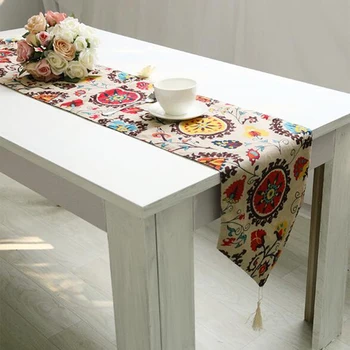 

180*30cm Table Runner Cloth Cover Table Cloth Flower Party Wedding Decor Flower Blossom Flocked Damask Tablecloth Accessorie