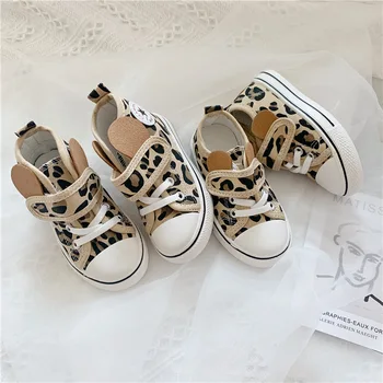 

Zhongda children's wild single shoes children's leopard canvas shoes spring and autumn new boys and girls casual board shoes