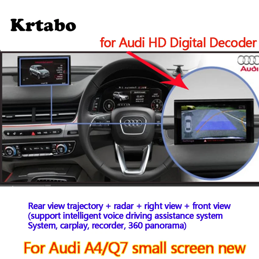 

Original car screen upgrade For Audi A4 Q7 small screen new Rear view trajectory + radar + right view + front view