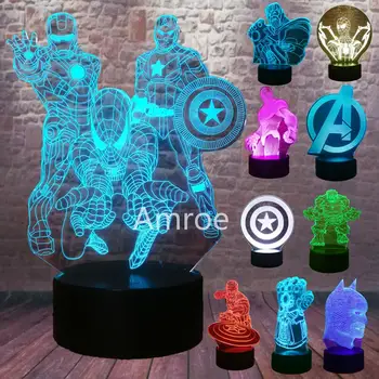 

Marvel Legends The Avengers Endgame Logo Spiderman Captain America Ironman Thanos Figuras Action 7 Color Change Night Light Gift