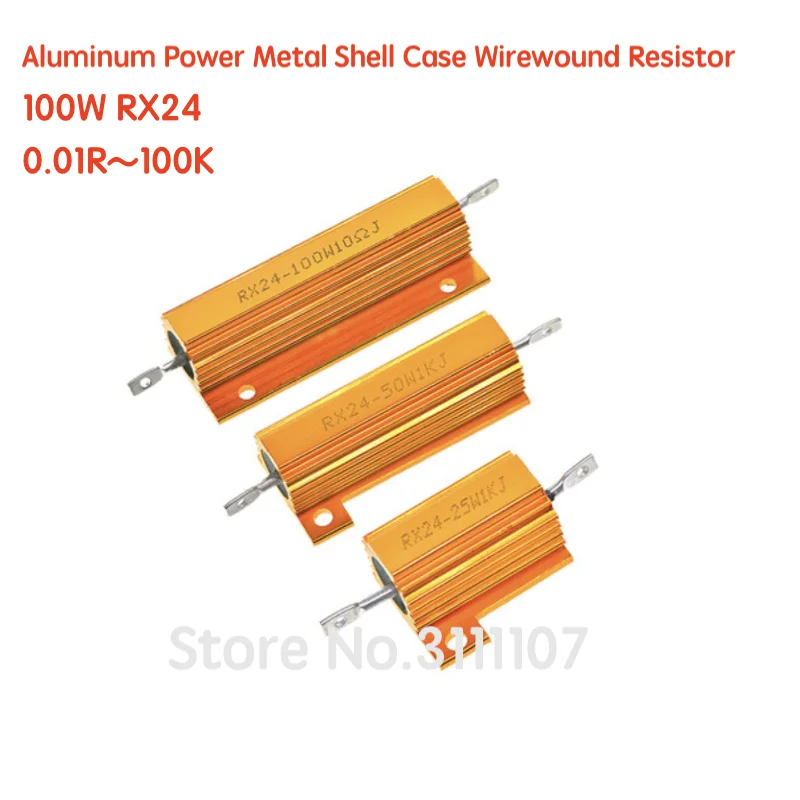 100W RX24 Aluminum Power Metal Shell Case Wirewound Resistor RX24 0.01~100K 0.05 0.1R 0.15 2 4 6 8 10 20 100 150 200 500 1K ohm rx24 50w aluminum power metal shell case resistor wirewound resistor 0 01 100k 0 05r 0 1 0 22 0 33r 1 5 8 10r 20 100 120 10k