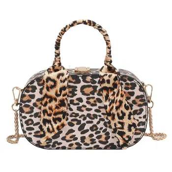 

Crossbody Easy Matching Classic Leopard Print Chains Box Bag Lady Silk Comfortable Handbag Bags for Women 2020 New In