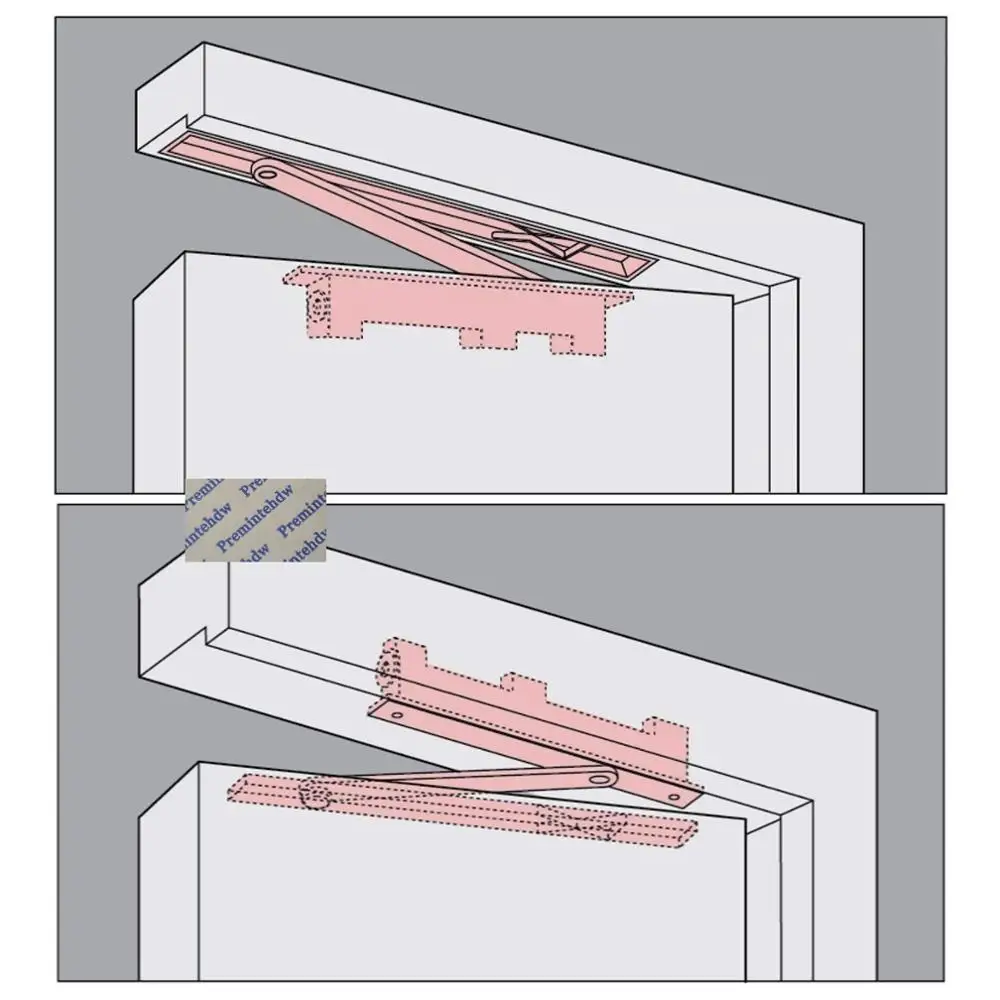 40-80KG Hydraulic Top Mounted Mortised Invisible Concealed Door Closer 2 Stage Speed Silver Matte Black Commerical