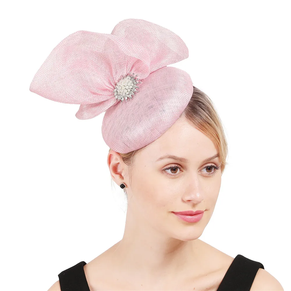 4-Layer sinamay Women Elegant female bow fascinator Hat nice millinery hat races Gorgeous headwear For Ladies hair accessories