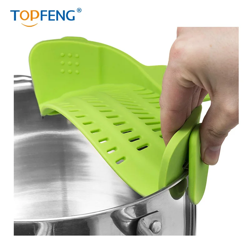 TOPFENG кухонные силиконовые дуршлаг с защелкой для лапши фильтрация герметичная перегородка клип на силиконовый дуршлаг, подходит для всех кастрюль и миски