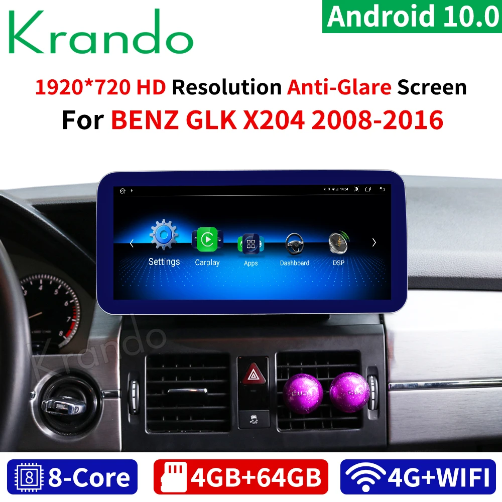 

Krando Android 10.0 8Core 4+64G Car dvd radio audio multimedia Player GPS Navigation For Mercedes Benz GLK Class X204 2008-2016
