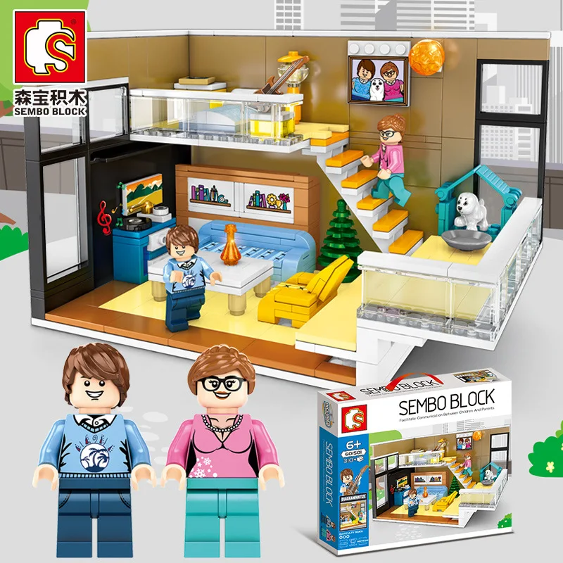Блоки sembo Moc домашние Угловые Строительные кирпичи для гостиной, модель кровати, игрушки для детей, рождественские подарки 601501
