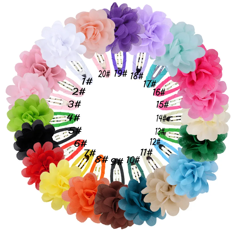 200pcs/lot DIY Simple Multi Chiffon Flowers Baby Ribbon Hair BB Clips Headflowers Hairpin Hair Styling Tools Accessories HA1431