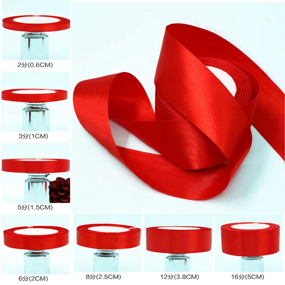 Red Satin Ribbon Gift Sewing Party Wedding Decoration DIY Natural Ribbon Fabric Bow for Crafts 25Yards/Roll 10mm 20mm 25mm 38mm ribbon decoration satin ribbons ribbon supplies satin ribbon sewing ribbon