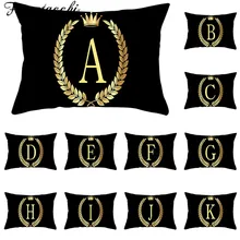 Fuwatacchi черные прямоугольные наволочки для подушек с принтом короны, A-Z наволочки с алфавитом для домашнего дивана, декоративные наволочки для подушек 30*50 см