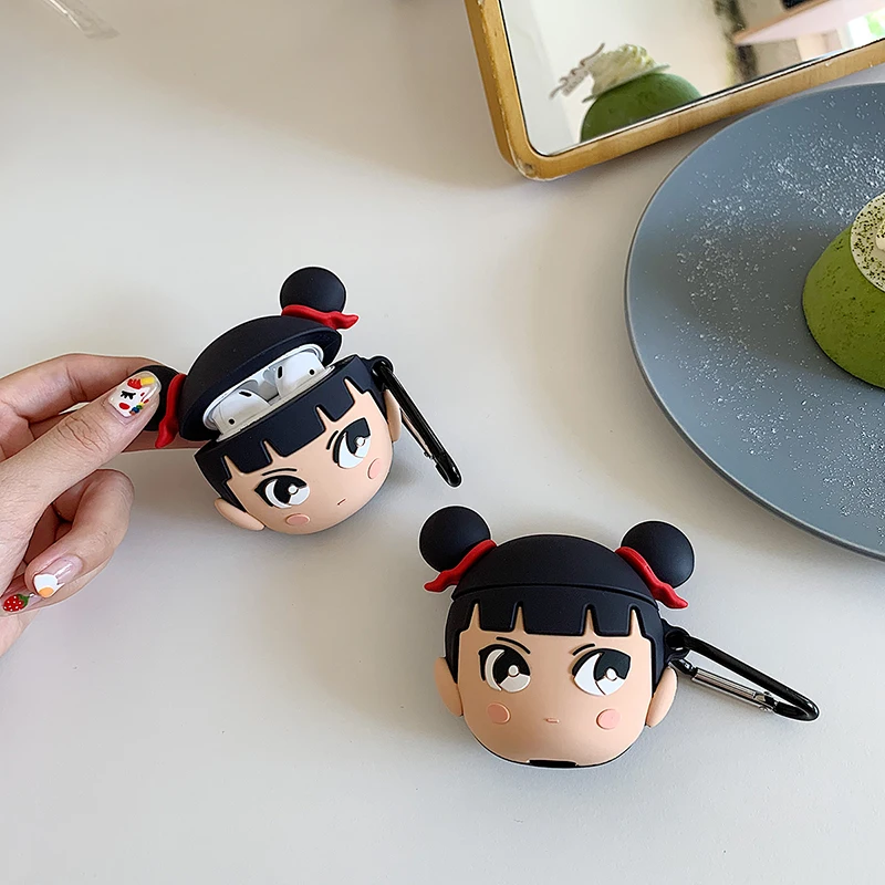 Супер популярный мультфильм nezha чехол для Apple Airpods защитный чехол Мягкий силикон для Airpods bluetooth гарнитура зарядка сумки