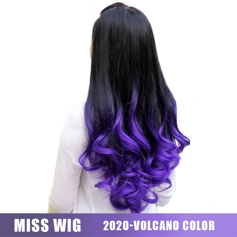 Miss Wig Long Wavy Half Wigs Purple Ombre 6 Color Available Synthetic Wigs For Black Women Synthetic None Lace Wigs Aliexpress