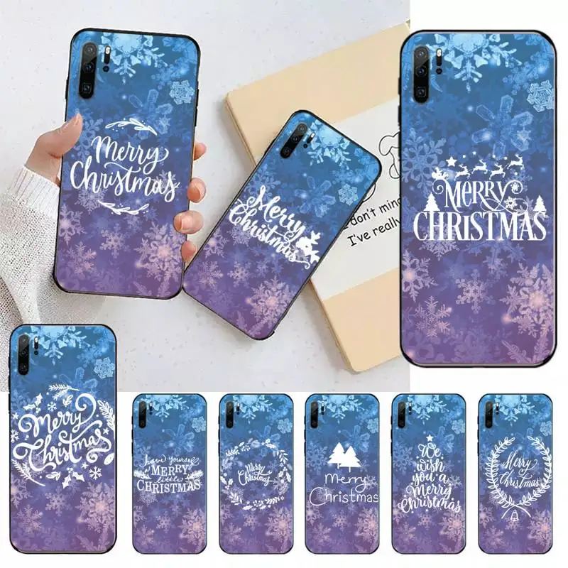 

Merry Christmas Art Text Pattern Phone Case For Huawei honor Mate P 9 10 20 30 40 Pro 10i 7 8 a x Lite nova 5t