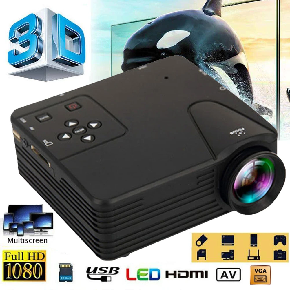 Mini Projector Portable Led Hd 1080p 3d Video Home Theater Eu Cinema  Multimedia Supports Pal Ntsc Portable Projector Home Media - Tv Receiver  For Car - AliExpress