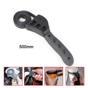 

500mm Black Rubber Strap Wrench Tool Adjustable Spanner for Opener Car Repair