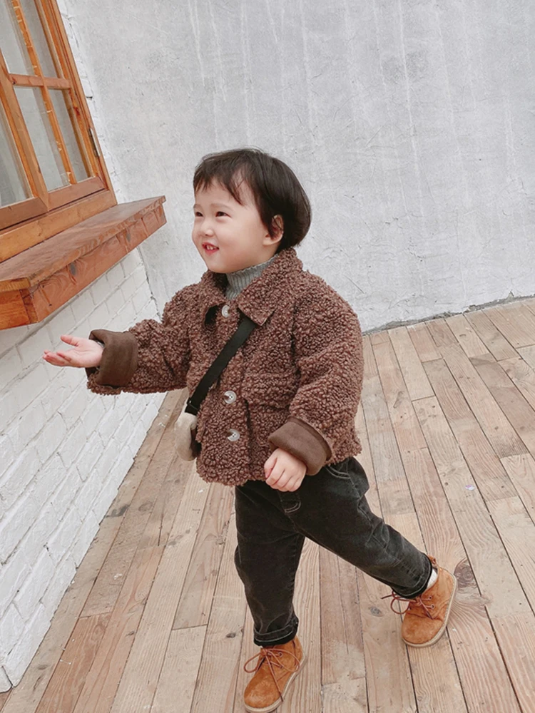 Модное пальто для маленьких мальчиков детская одежда зимнее пальто детское пальто с бархатной подкладкой Одежда для мальчиков теплая куртка из овечьей шерсти на возраст 12 месяцев От 2 до 6 лет