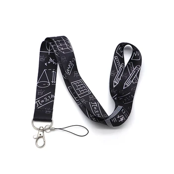 

30pcs/lot Geometric Mathematical Formula Lanyards Hang Rope Customizable Hanging Key Strap for Key Folder Badge Lanyard DC125