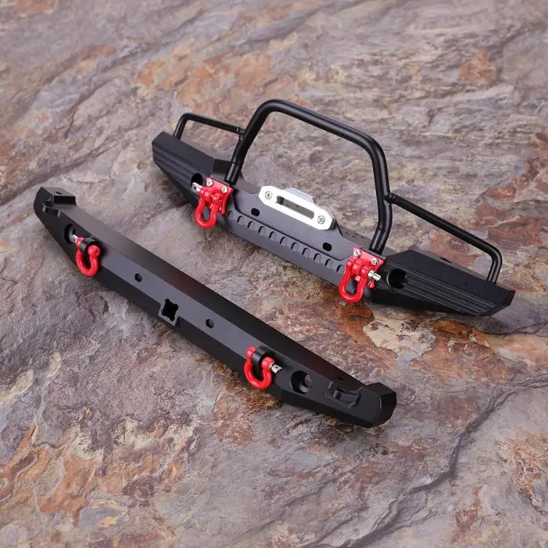  1/10 RC Rock Crawler Metal Front Bumper with Led Light for Axial SCX10 9004 RC Parts Accessories fo - 4000357677353