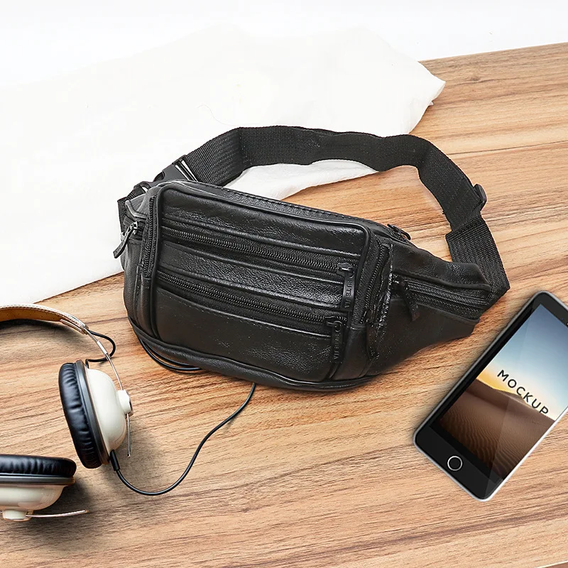 

Original Factory Outdoor Casual Multi-functional Large Capacity Multi-Zipper Bag Leather Pocket Money Bag