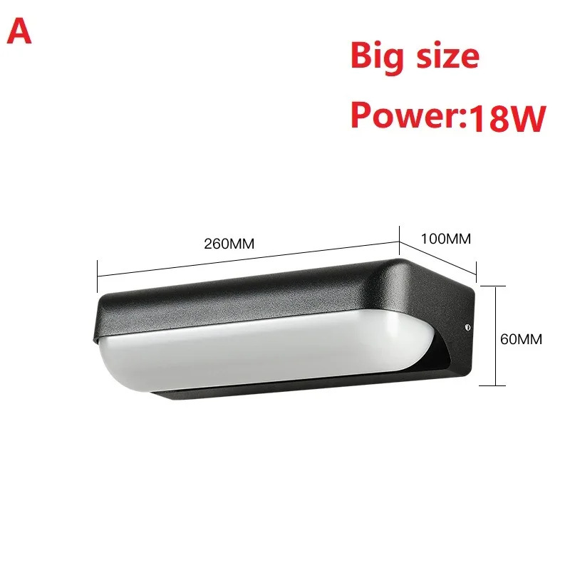 24 Вт Наружное освещение настенное бра крыльцо освещение светодиодный настенный светильник алюминиевый водонепроницаемый сад передняя дверь свет украшение дома 85-265 в - Испускаемый цвет: A 18W