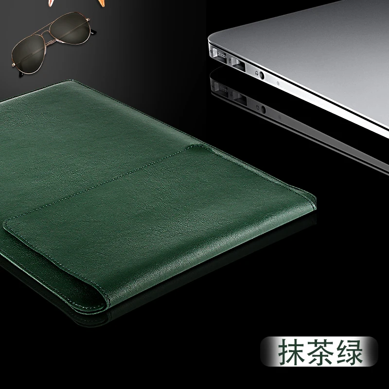 Водонепроницаемый чехол для ноутбука, чехол для Macbook Air 13, удобный мягкий кожаный чехол для Apple, сумка и чехол для Macbook 11 12 13 15,6" - Цвет: Green