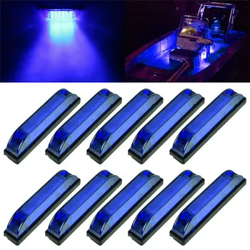 

10PCS Blue 6LED 4" Utility Strip Light Bar Led Marker Light 12v LED Side Marker RV Boat Trailer Lamp