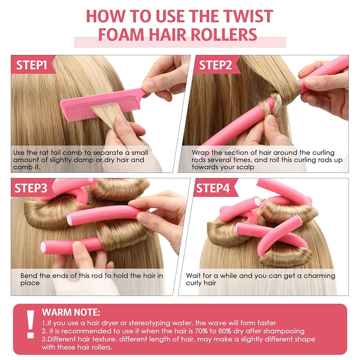 10pcs Flexible Curling Rods Hair Twist Flexible Rods Hair Curlers