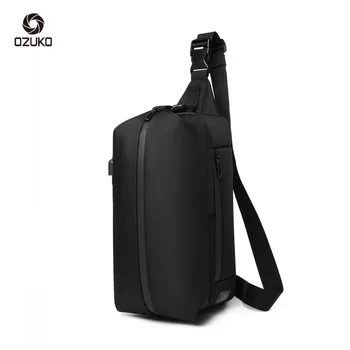 

New men's chest bag student sports messenger bag USB waterproof Oxford cloth men's bag shoulder bag