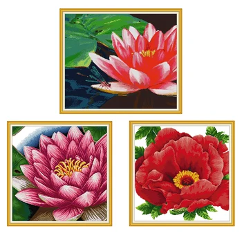 

Joy Sunday flower series cross stitch kit Aida 14CT 11CT counted and stamped embroidery DIY sewing set home decoration painting